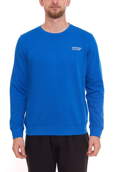 NORTHERN COUNTRY Herren Pullover mit Markenprint auf Brust Baumwoll-Sweater Langarm-Shirt 00009468 Blau