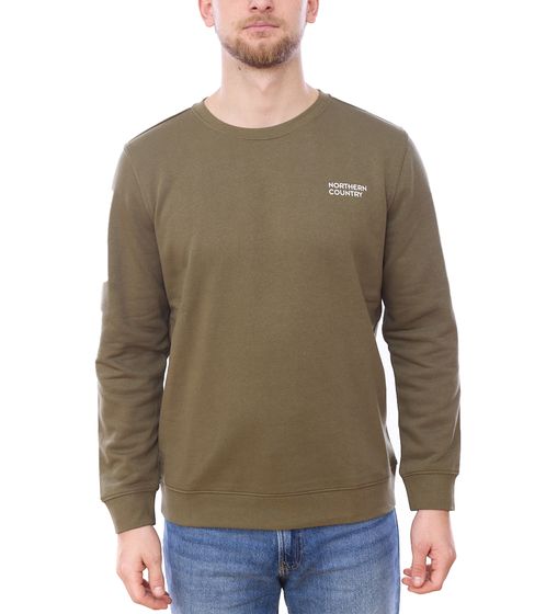 NORTHERN COUNTRY men's sweater with brand print on chest cotton sweater long-sleeved shirt 00009468 Green