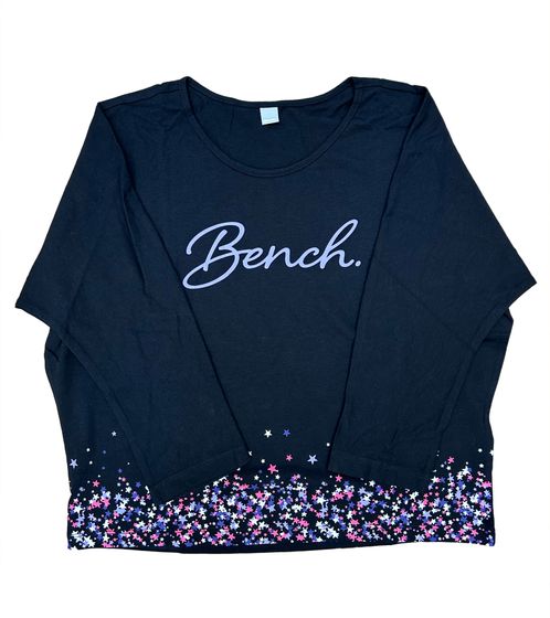 Bench. Mädchen Baumwoll-Shirt Kurzarm-Shirt mit Sterne-Print auf der Front 92930529 Schwarz/Lila