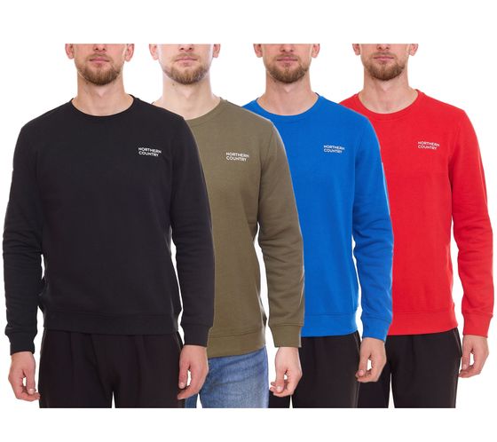 NORTHERN COUNTRY men's sweater with brand print cotton sweater long-sleeved shirt 00009468 in black, blue, green or red