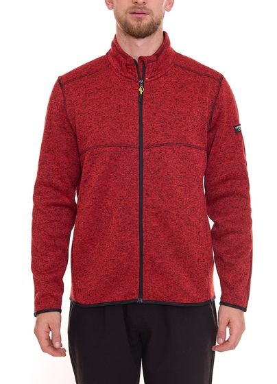 NORTHERN COUNTRY Herren Sweat-Jacke mit Kinnschutz melierte Arbeits-Jacke mit zwei Vordertaschen 00009467 Rot