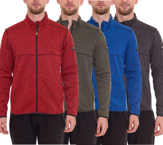 Veste sweat homme NORTHERN COUNTRY avec mentonnière, veste de travail chinée avec deux poches avant 00009467 Noir, bleu, vert ou rouge