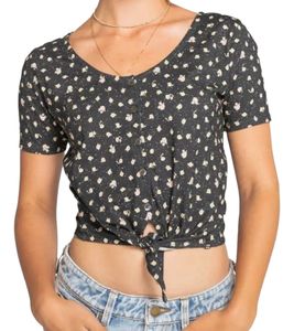 BILLABONG Girly Damen T-Shirt in Cropped Fit mit Blümchen-Print Freizeit-Shirt W3KT16 328 Grau