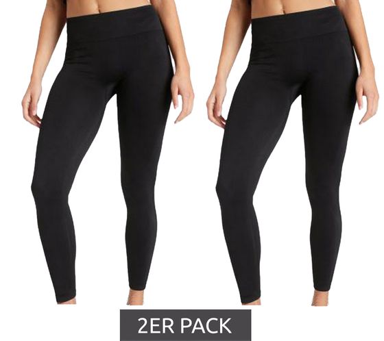 2er Pack FAYN SPORTS Leggings Damen 7/8 Hose mit leichtem Push Up Effekt und breitem Komfortbund 27189265 Schwarz