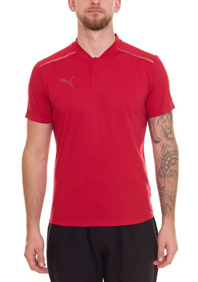 PUMA teamCUP Casuals men's polo shirt with short stand-up collar, sports shirt 656742 01 red