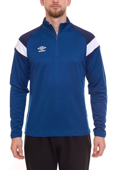 umbro Herren Trainings-Pullover Troyer-Shirt Sport-Pullover Lauf-Pullover 65295U Blau/Weiß