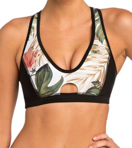 RIP CURL G-Bomb Damen Bikini-Oberteil flexibles Neopren-Top mit dezentem Blumen-Print Bademode WVE7HW Schwarz