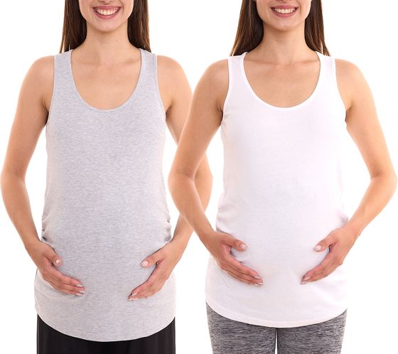 Haut d'été femme neuf 9 mois chemise de grossesse simple mode maternité blanc ou gris