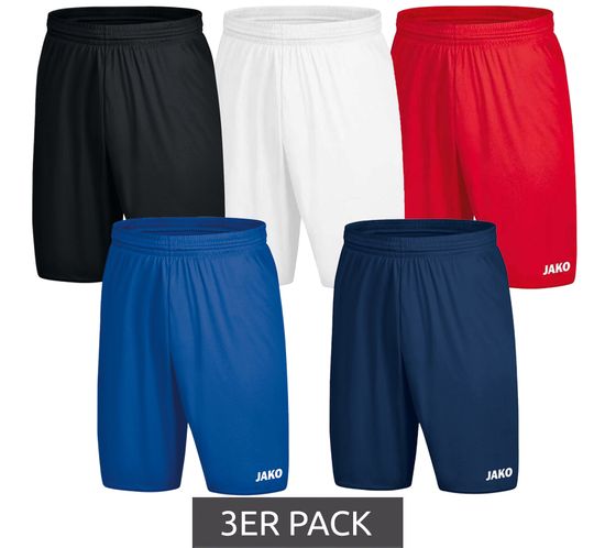 Pack of 3 JAKO Manchester 2.0 training shorts, men's sports shorts without inner briefs, fitness 4400, white, blue, red or black