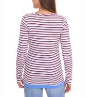 2er Pack AjC Damen Langarm-Shirt mit Spitze figurbetontes Baumwoll-Shirt 12726709 Weiß/Blau/Rot