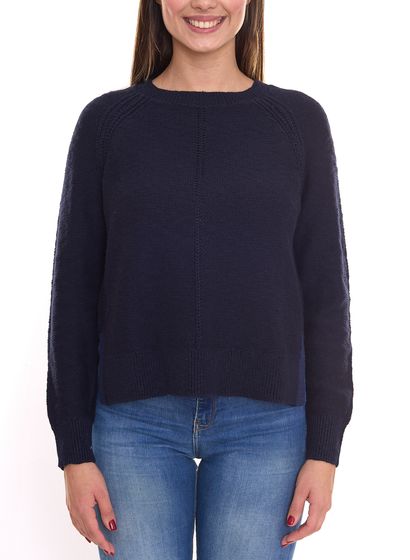 edc by ESPRIT Damen Strick-Pullover Baumwoll-Pullover Herbst-Pullover 129CC1I009 I00 401 Blau