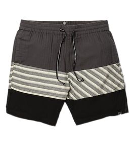 VOLCOM Forzee Herren Sommer-Shorts Baumwoll-Shorts gestreifte Board-Shorts A1012002 DCR Schwarz/Grau/Beige