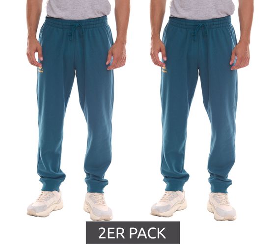 Pack of 2 Kappa Dragonfly men's jogging pants, comfortable sweatpants with logo print and elastic ribbed leg cuffs 710662 petrol blue