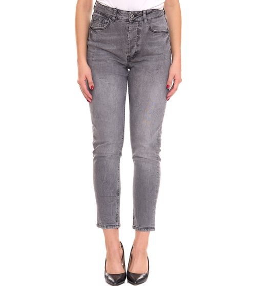 edc by ESPRIT 5-pocket trousers, stretchy women's slim fit jeans with button placket 109CC1B049 913 grey