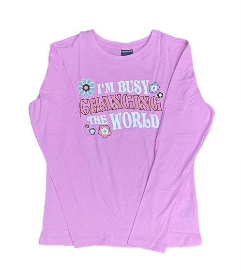 KIDSWORLD Kinder T-Shirt für Mädchen Langarm-Shirt mit großem Frontprint aus reiner Baumwolle 16501325 Rosa