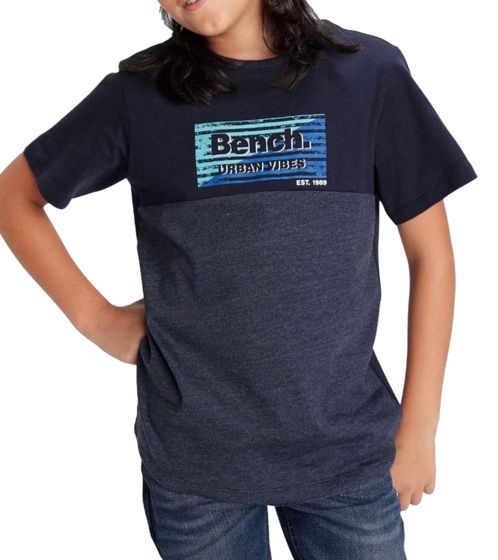 Bench. Kinder Baumwoll-Shirt mit großem Frontprint Teenie Kurzarm-Shirt Jugendliche 93886440 Dunkelblau