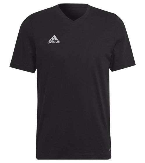 adidas Entrada 22 Herren T-Shirt nachhaltiges Baumwoll-Shirt mit V-Ausschnitt HC0448 Schwarz