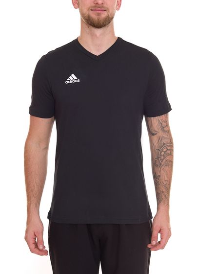 adidas Entrada 22 men's T-shirt sustainable cotton shirt with V-neck HC0448 black