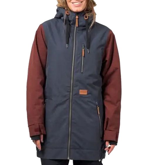 HORSEFEATHERS Tamika women's snowboard jacket, waterproof hooded jacket OW213B dark blue/wine red