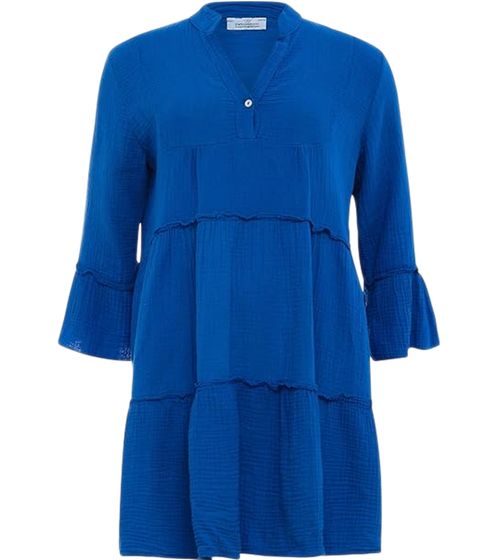 ZWILLINGSHERZ Shanti Damen Sommer-Kleid stylisches Mini-Kleid aus reiner Baumwolle 2021 Blau