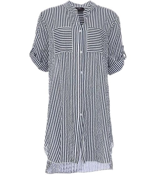 ZWILLINGSHERZ Kida women's summer dress, striped blouse dress made of pure cotton 3012 Navy