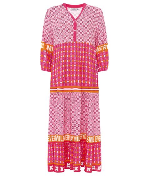 ZWILLINGSHERZ Jette Damen Maxi-Kleid mit Blümchen-Muster Sommer-Kleid 31171 Pink