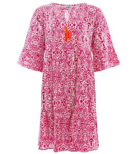 ZWILLINGSHERZ EileenZH Damen Sommer-Kleid mit Allover-Paisley-Muster OneSize 33113 Pink