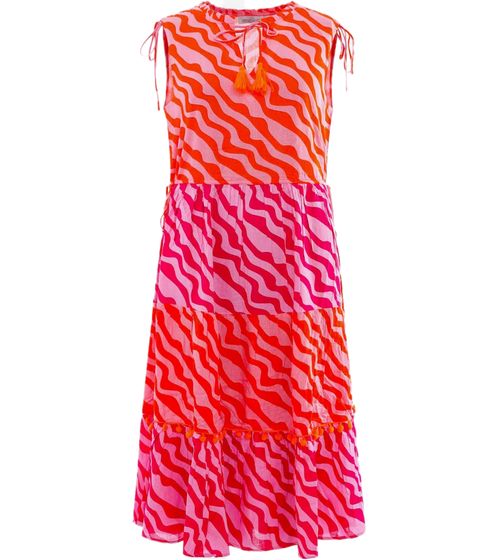 ZWILLINGSHERZ Holly ladies sleeveless summer dress with all-over pattern 33080 pink/orange