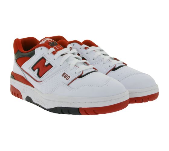 New Balance Herren Sneaker stylische Echtleder-Schuhe mit Ortholite-Sohle BB550SE1 Rot/Weiß