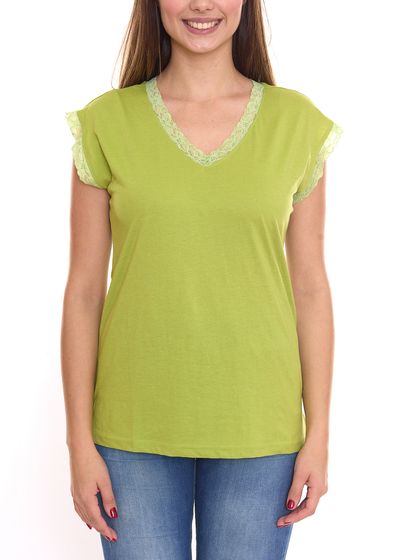 BOYSEN`S women's top with lace details short-sleeved shirt 34323651 green