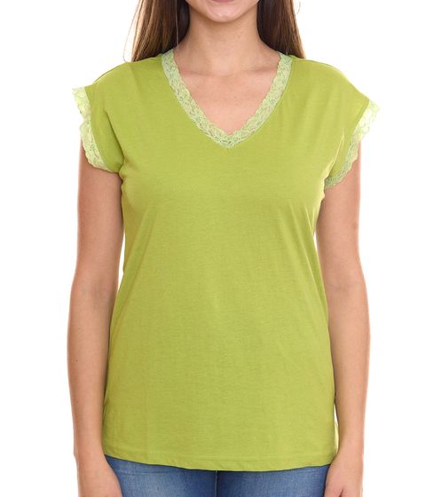 BOYSEN`S women's top with lace details short-sleeved shirt 34323651 green