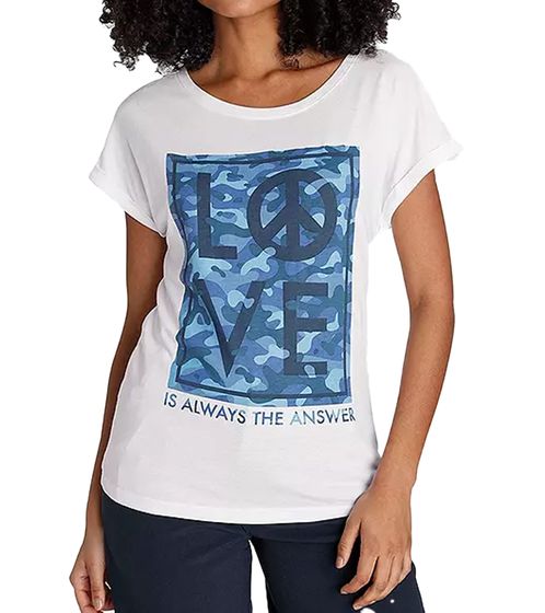 AjC T-Shirt modisches Damen Kurzarm-Shirt mit Love-Print Sommer-Shirt 32038357 Weiß