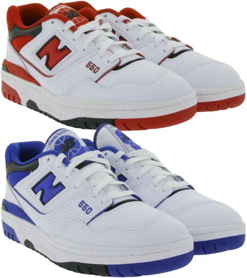 New Balance Herren Sneaker stylische Echtleder-Schuhe mit Ortholite-Sohle BB550S Blau/Weiß oder Rot/Weiß