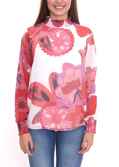 Aniston SELECTED women's fashionable long-sleeved blouse with floral pattern 22886863 pink/white