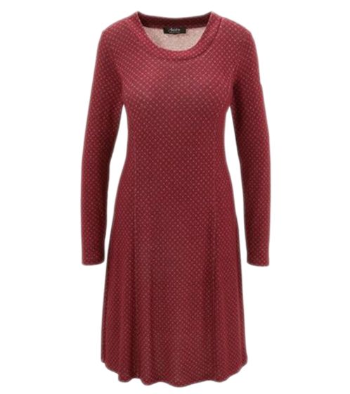 Aniston SELECTED Damen Langarm-Kleid mit Teilungsnähten verziert 83813752 Weinrot