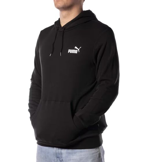 PUMA ESS Herren stylischer Kapuzen-Pullover Baumwoll-Hoodie mit Logo auf der Brust 679631 01 Schwarz