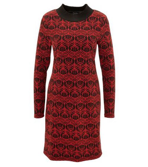 Aniston Damen Langarm-Kleid geblümtes Damen Mini-Kleid mit Stehkragen 11293815 Rot