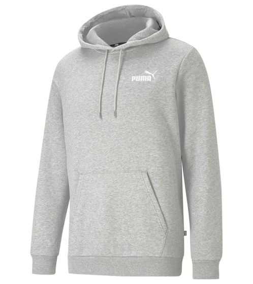 PUMA ESS Logo Herren stylischer Kapuzen-Pullover Baumwoll-Hoodie mit Logo auf der Brust 679631 04 Grau