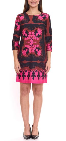 Aniston Selected women's midi dress floral jersey dress with 3/4 sleeves brown/pink/black