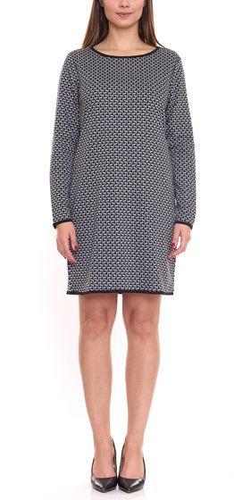 Aniston SELECTED Damen Kleid mit Allover-Print Langarm-Kleid 78746568 Schwarz/Weiß