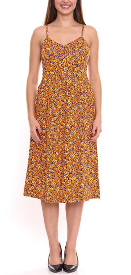 Laura Scott Damen Midi-Kleid geblümtes Sommer-Kleid ärmellos 83490956 Bunt