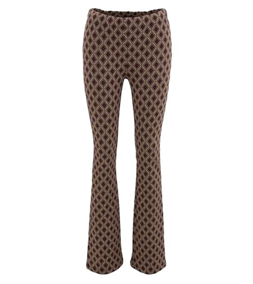 Aniston CASUAL women's fabric trousers, comfortable pull-on trousers with all-over diamond pattern 53784715 beige/black/violet