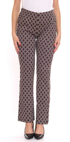 Aniston CASUAL women's fabric trousers, comfortable pull-on trousers with all-over diamond pattern 53784715 beige/black/violet