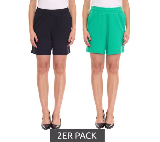 Pack of 2 AjC women's summer shorts, short trousers, fashion Bermuda shorts 37358347 green/black