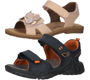 Bama sandales enfant en cuir véritable pour fille ou garçon avec velcro chaussures d'été beige/rose ou bleu/orange