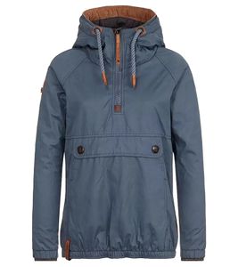 Naketano Penisbutter women's spring jacket, modern everyday jacket with hood 1801-0564-1230 petrol blue