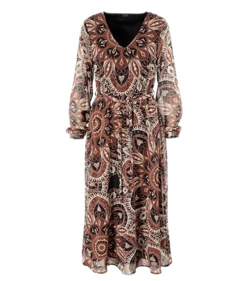 Aniston SELECTED women's maxi dress with all-over print summer dress 76445867 brown/multicolored