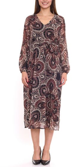 Aniston SELECTED Damen Maxi-Kleid mit Allover-Print Sommer-Kleid 76445867 Braun/Bunt