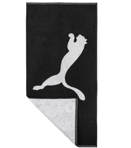 PUMA cotton bath towel terry towel with large brand logo 70cm x 140cm 054552 01 black/white