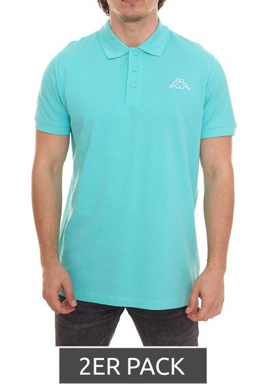 Pack of 4 Kappa Veeny Pique Polo Shirts Men's Cotton Shirt with Embroidered Logo Economy Pack 707133 Turquoise